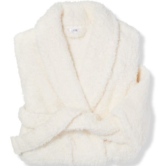 Cream Soft Plush Robe with Front Pockets and Waist Tie NWT - Picture 2 of 2